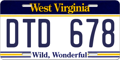 WV license plate DTD678