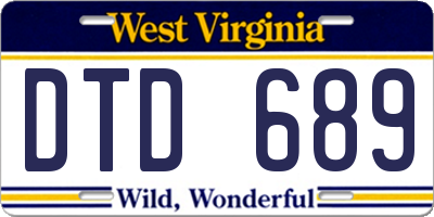 WV license plate DTD689
