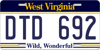 WV license plate DTD692
