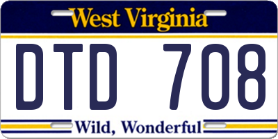 WV license plate DTD708