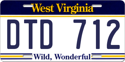 WV license plate DTD712
