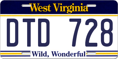 WV license plate DTD728