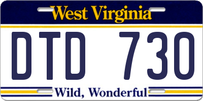 WV license plate DTD730