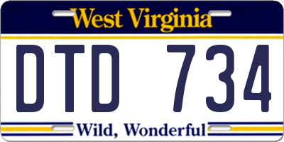 WV license plate DTD734