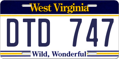 WV license plate DTD747