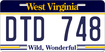 WV license plate DTD748