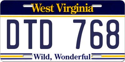 WV license plate DTD768