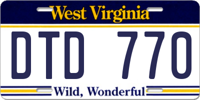 WV license plate DTD770