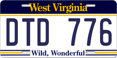 WV license plate DTD776