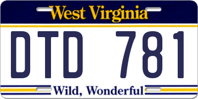 WV license plate DTD781