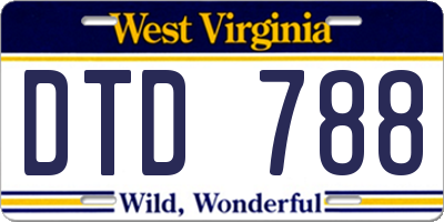 WV license plate DTD788