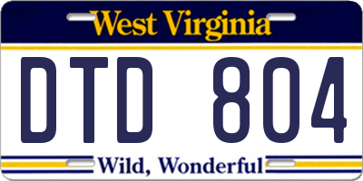 WV license plate DTD804