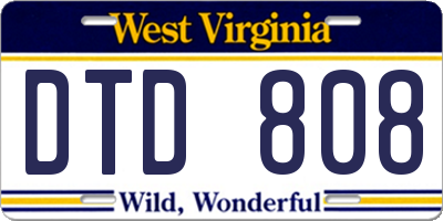 WV license plate DTD808
