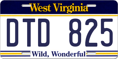 WV license plate DTD825