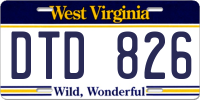 WV license plate DTD826
