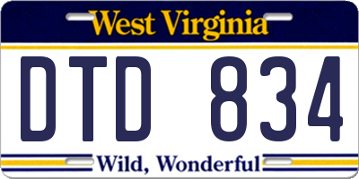 WV license plate DTD834