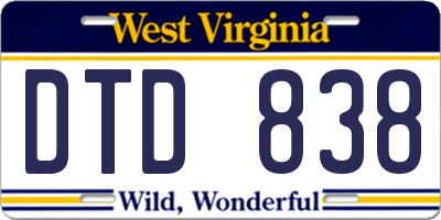 WV license plate DTD838