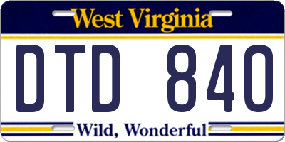 WV license plate DTD840