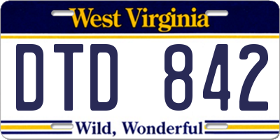 WV license plate DTD842