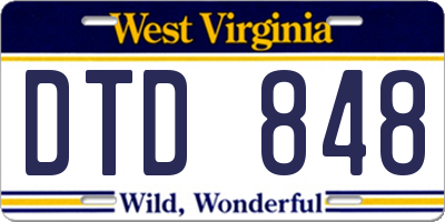 WV license plate DTD848