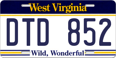 WV license plate DTD852