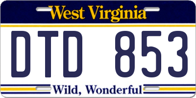 WV license plate DTD853