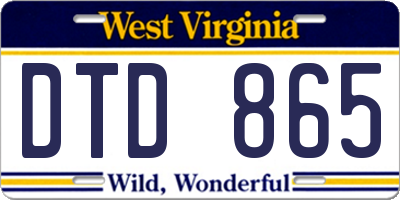 WV license plate DTD865