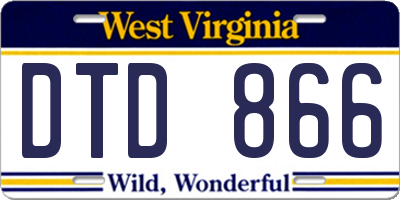 WV license plate DTD866