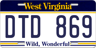 WV license plate DTD869