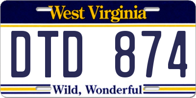 WV license plate DTD874