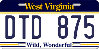 WV license plate DTD875