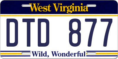 WV license plate DTD877