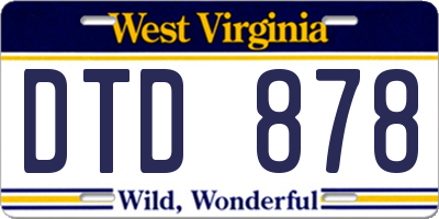 WV license plate DTD878