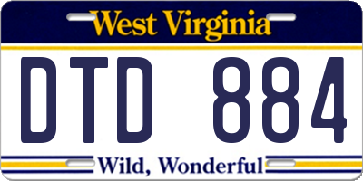 WV license plate DTD884