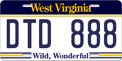WV license plate DTD888