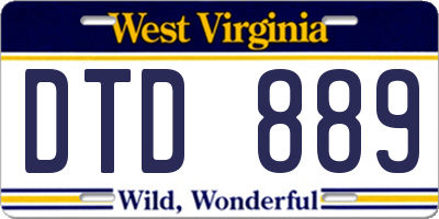 WV license plate DTD889