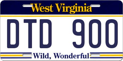 WV license plate DTD900