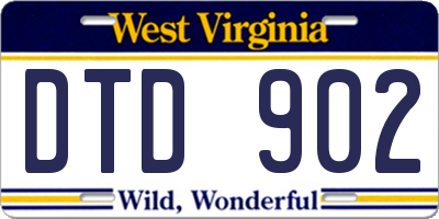 WV license plate DTD902
