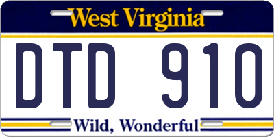 WV license plate DTD910