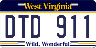 WV license plate DTD911