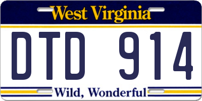 WV license plate DTD914