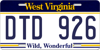 WV license plate DTD926