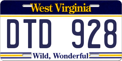 WV license plate DTD928