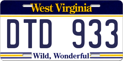WV license plate DTD933