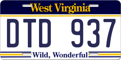 WV license plate DTD937