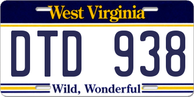 WV license plate DTD938