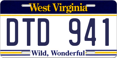 WV license plate DTD941