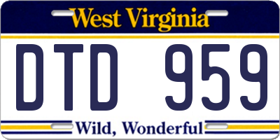 WV license plate DTD959