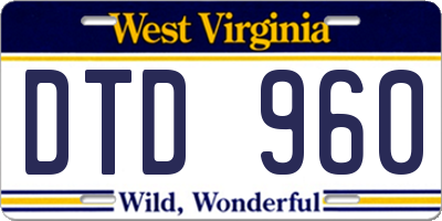 WV license plate DTD960