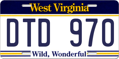 WV license plate DTD970